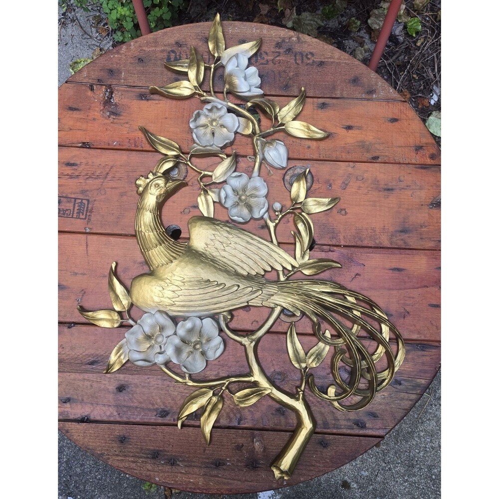 Bird of Paradise Gold Resin Wall Art 1964 Hollywood Regency 29"x20" Syroco #4972